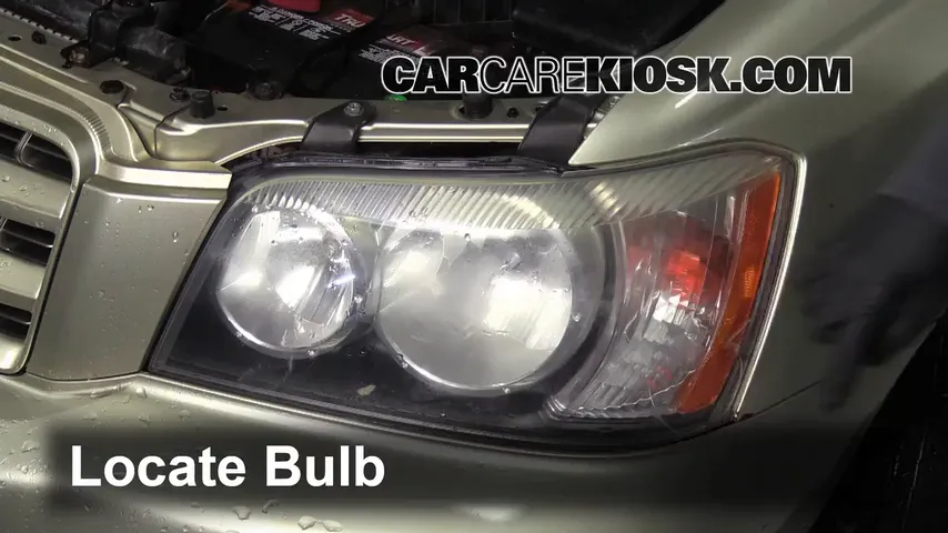 2003 Toyota Highlander 2.4L 4 Cyl. Lights Headlight (replace bulb)